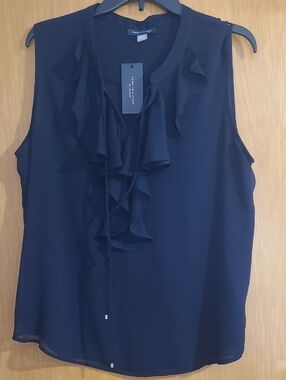 Tommy Hilfiger Navy Ruffle Tie-Front Sleeveless Camisole